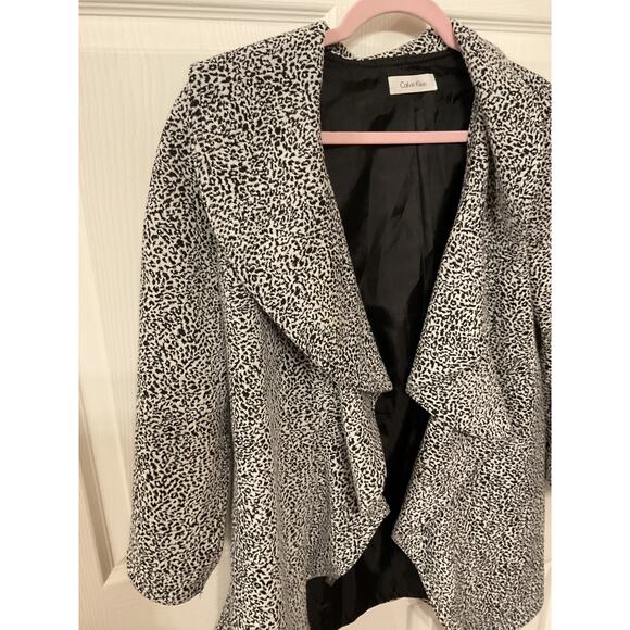 Calvin Klein Open Front Waterfall Herringbone Ruffle Blazer - Picture 4 of 6